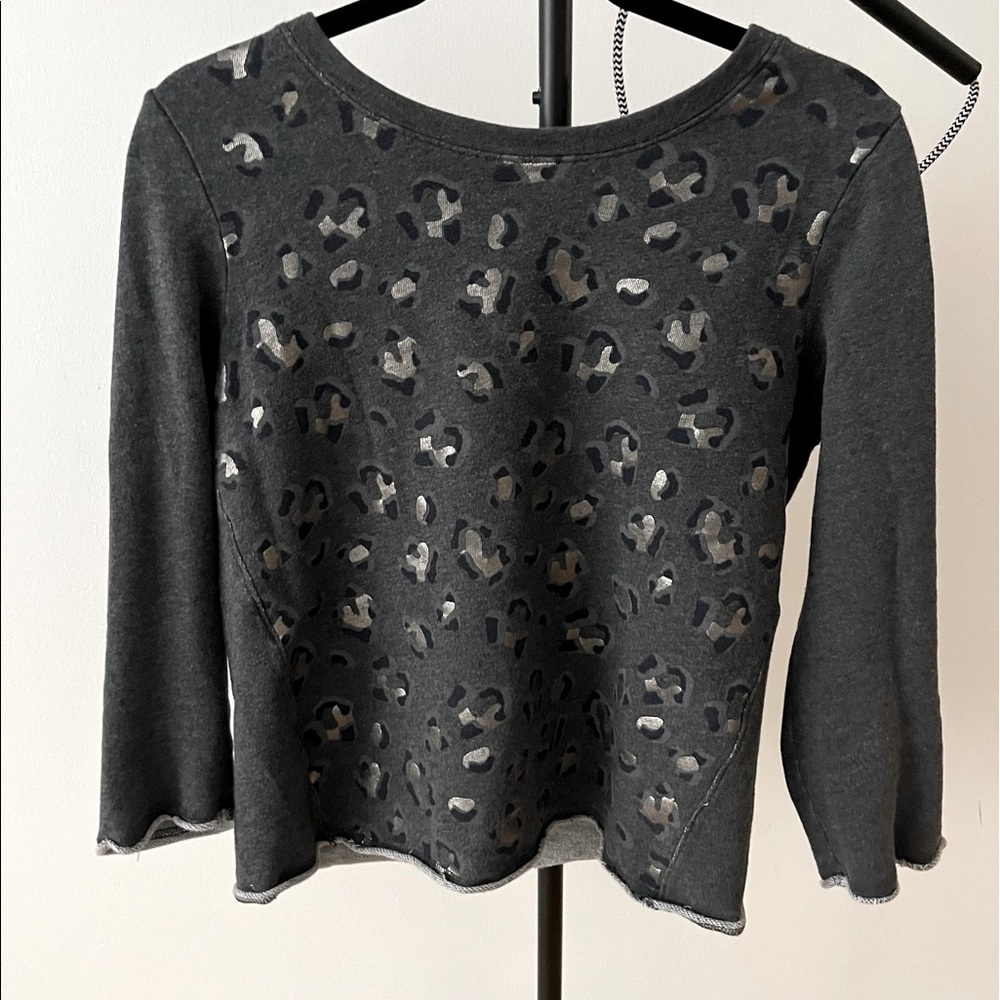 Small GAP Animal Print Grey Crewneck Cotton Sweater